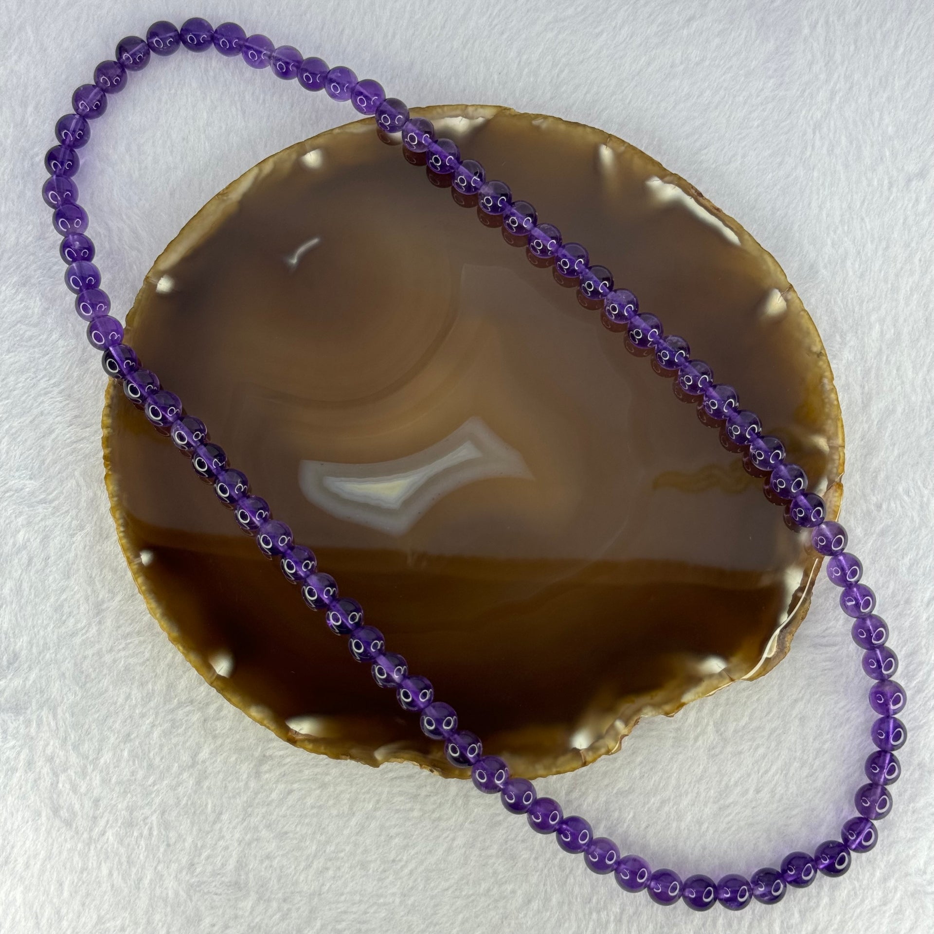 Good Grade Natural Amethyst Necklace 46.64g 53cm 7.8mm 75 Beads - Huangs Jadeite and Jewelry Pte Ltd