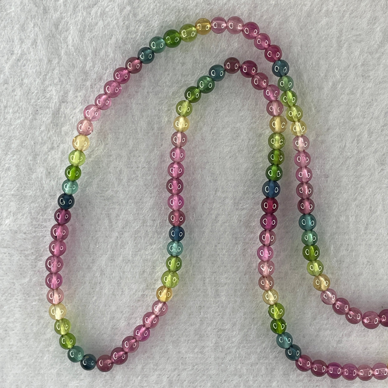 Very Good Grade Natural Transparent Rainbow Tourmaline Crystal Beads Necklace 11.45g 56cm 3.8mm 160 Beads