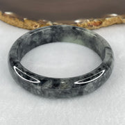 Certified Natural Type A Wuji Grey with Light Green Spot Jadeite Bangle 53.527g Internal Diameter 57.7mm 14.2 by 7.4mm (Very Slight Internal Lines) - Huangs Jadeite and Jewelry Pte Ltd