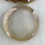 Natural Faint Yellow with Faint Lavender Flower Agate Bangle 56.68g Internal Diameter 59.2mm 15.8 by 8.9mm (Perfect) - Huangs Jadeite and Jewelry Pte Ltd