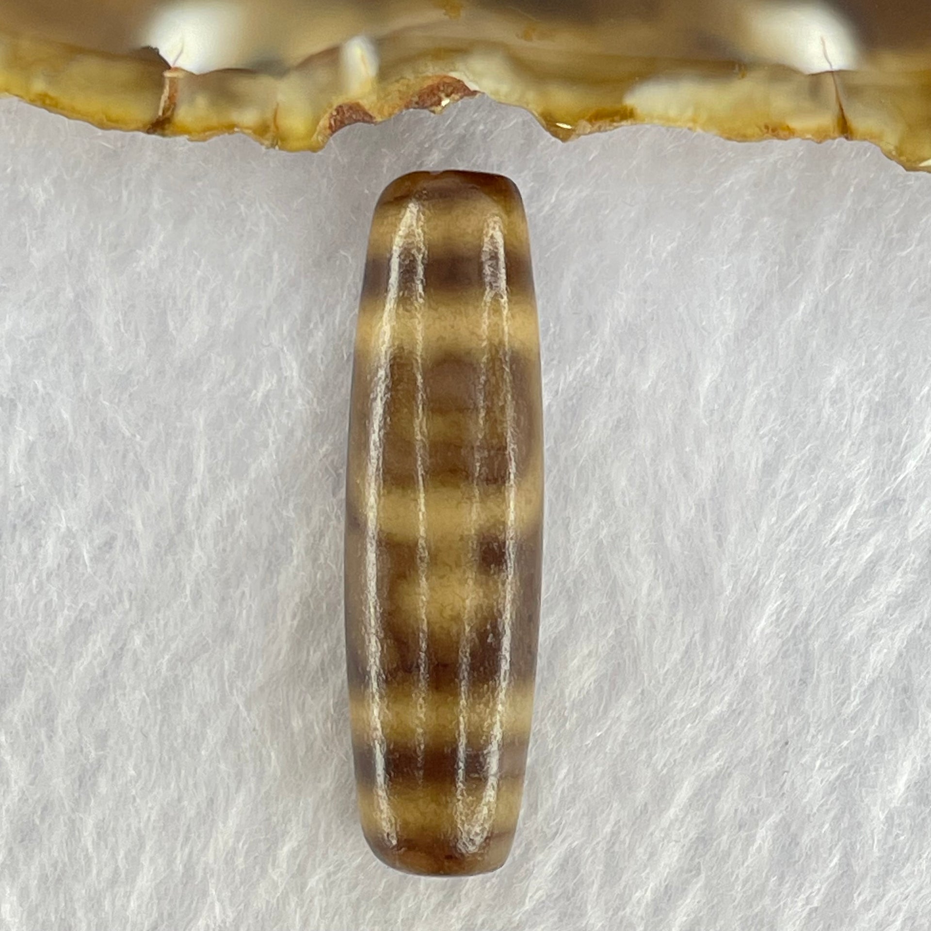 Natural Powerful Tibetan Old Oily Agate Double Nectar Vessel Dzi Bead Heavenly Master (Tian Zhu) 花蜜容器眼天珠 7.04g 38.0 by 10.9mm - Huangs Jadeite and Jewelry Pte Ltd