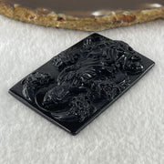 Type A Opaque to Partial Translucent Black Omphacite Jadeite Guan Yin with 5 Dragons Pendant 24.09g 60.5 by 39.6 by 7.8mm - Huangs Jadeite and Jewelry Pte Ltd