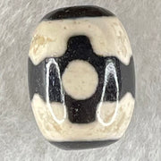 Natural Powerful Tibetan Old Oily Dark Brown With White Agate 3 Eyes Dzi Bead Heavenly Master (Tian Zhu) 三眼天诛 4.90g 17.8 by 13.5mm - Huangs Jadeite and Jewelry Pte Ltd