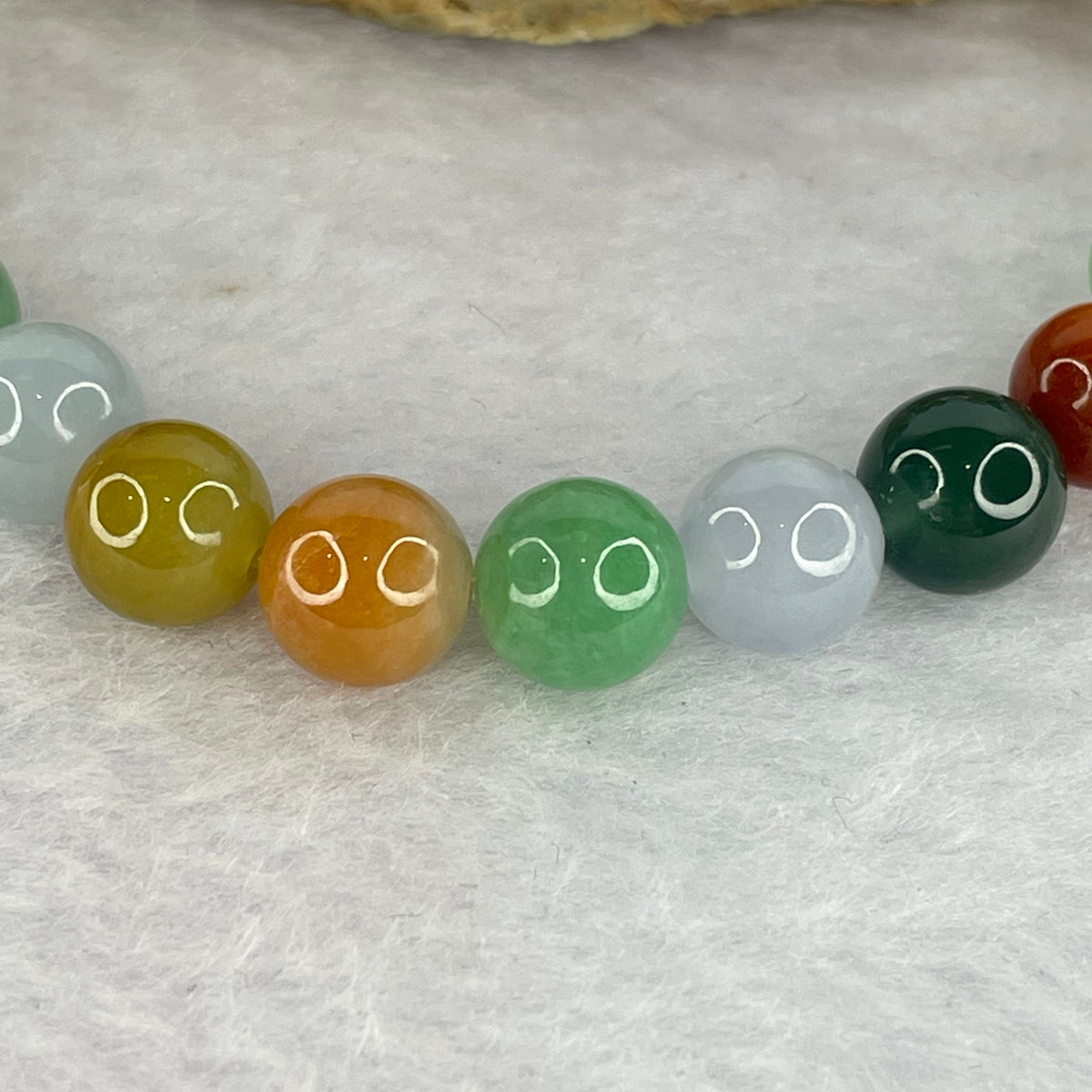 High Grade Type A Multi Color Jadeite Bracelet 21 Beads 22.45g 8.6mm - Huangs Jadeite and Jewelry Pte Ltd