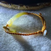 Natural Type A Yellowish with Light Green Jadeite Bamboo with Butterfly in String Bracelet 3.97g 14-16cm 39.1 by 9.1 by 2.9mm - Huangs Jadeite and Jewelry Pte Ltd