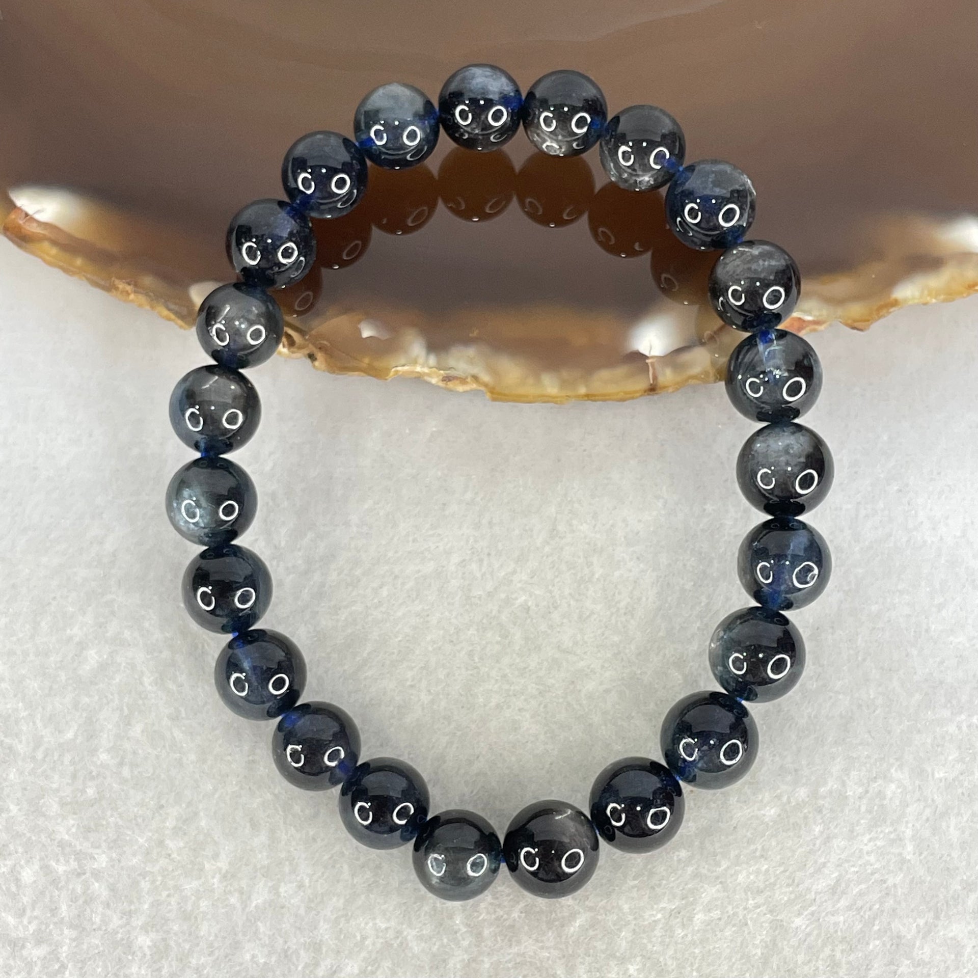 Good Grade Natural Devils Blue Beryl Aquamarine Beads Bracelet 18.95g 16cm 8.8mm 23 Beads - Huangs Jadeite and Jewelry Pte Ltd