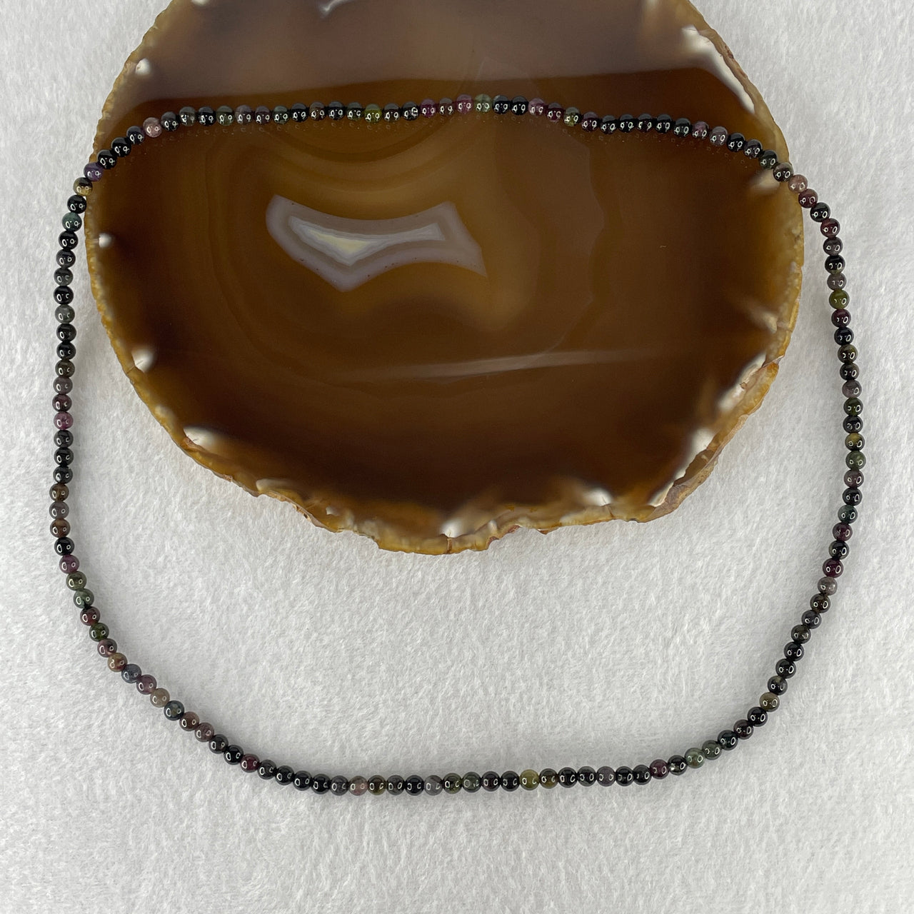 Above Average Grade Natural Dark Rainbow Tourmaline Crystal Beads Necklace 16.08g 54cm 4.4mm 136 Beads