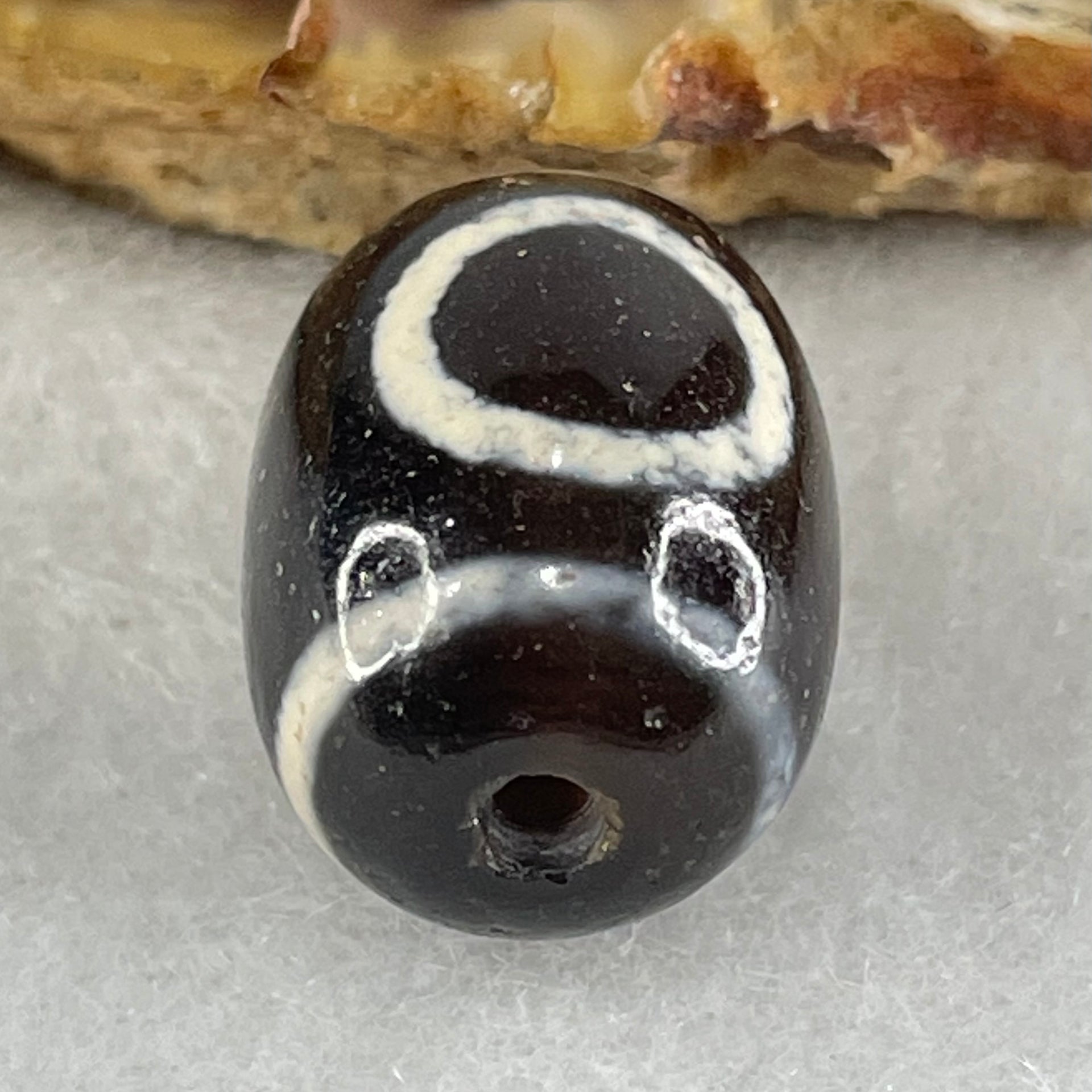 Natural Powerful Tibetan Old Oily Agate 1 Eye With Swastika Dzi Bead (Hotu Dzi) 4.90g 17.5 by 13.6mm - Huangs Jadeite and Jewelry Pte Ltd