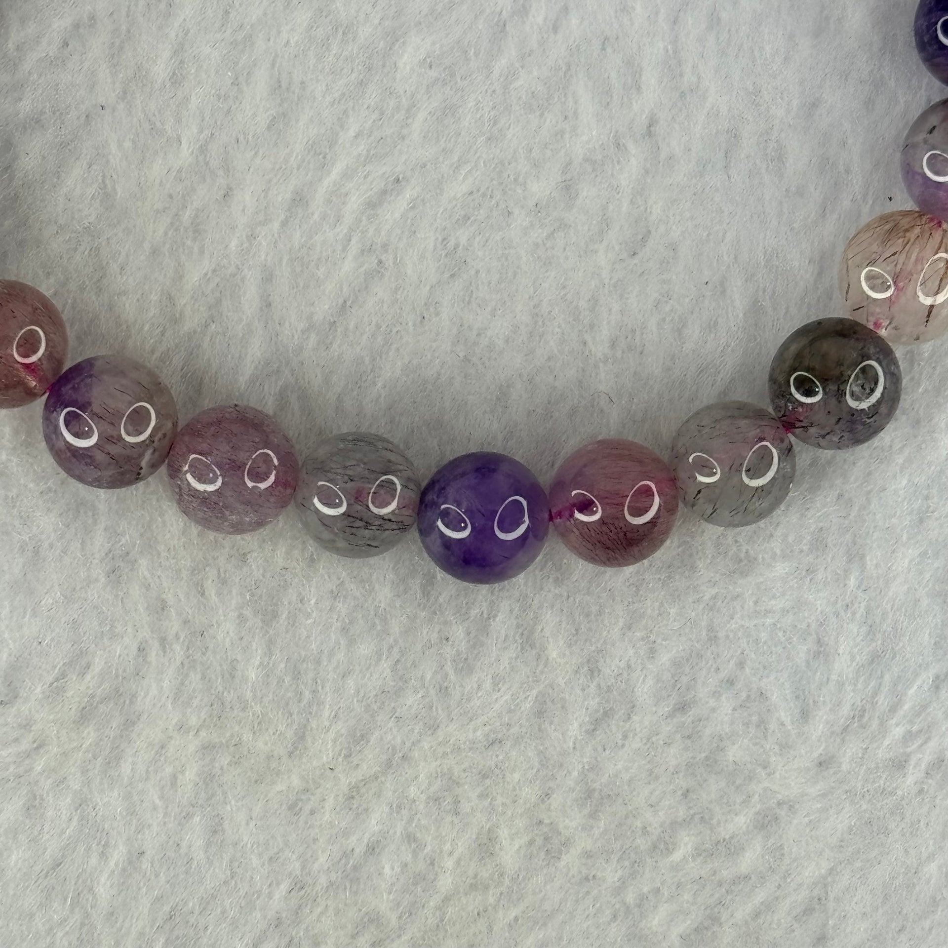 Natural Super 7 Beads Bracelet 18.03g 16cm 8.4mm 24 Beads - Huangs Jadeite and Jewelry Pte Ltd