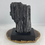 Natural Black Tourmaline Display with Wooden Stand 849.37g 94.6 by 74.8 by 135.0mm - Huangs Jadeite and Jewelry Pte Ltd
