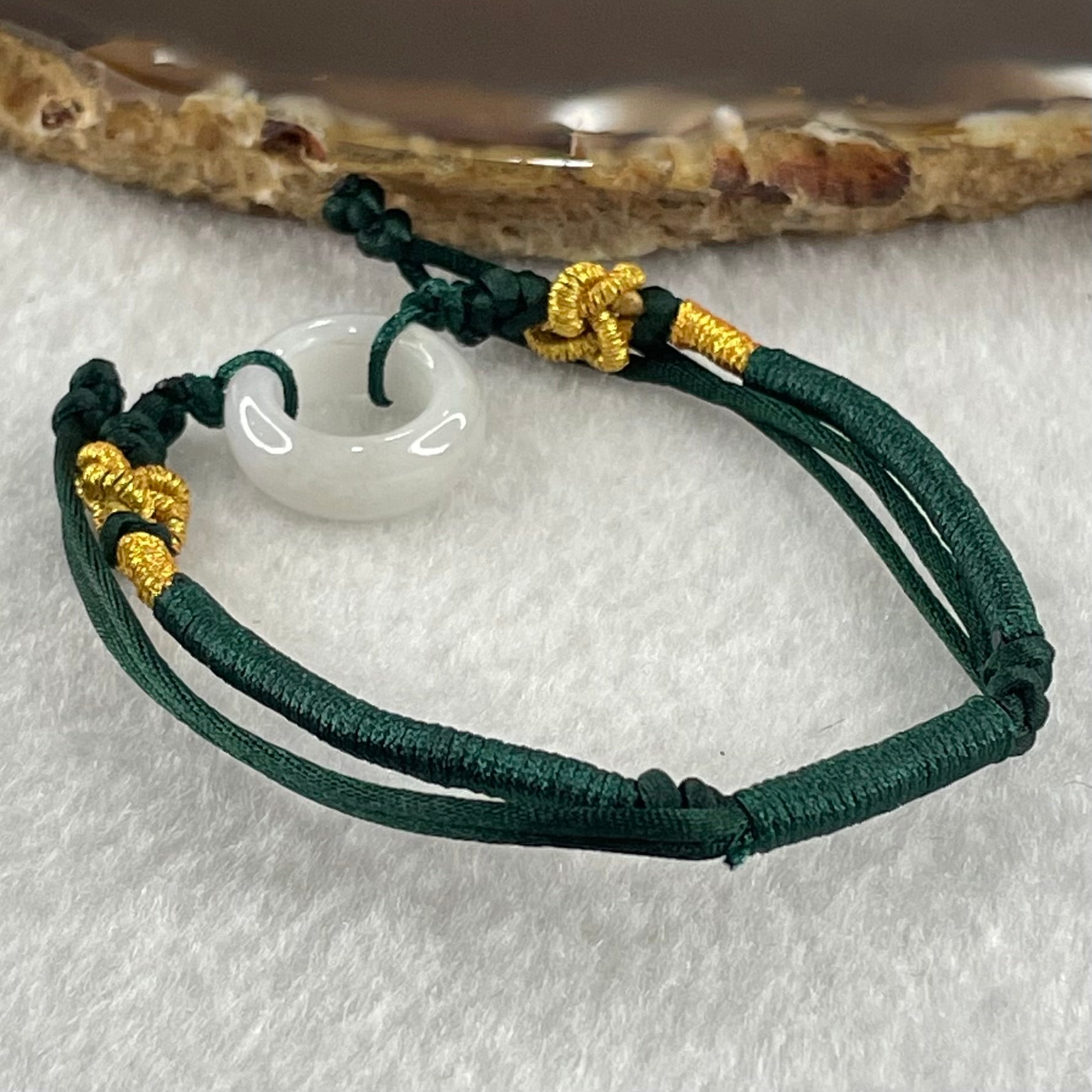 Type A Faint Lavender Jadeite Ping An Kou String Bracelet 2.90g 15.4 by 5.6mm - Huangs Jadeite and Jewelry Pte Ltd