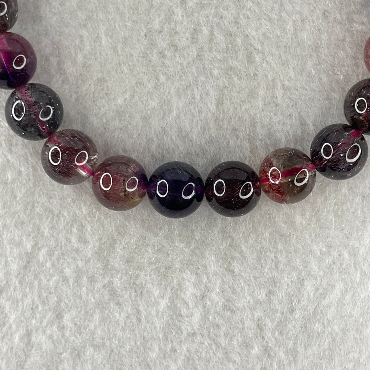 Very Very Good Grade Certified Natural Blackcurrant Super 7 Beads Bracelet | (17.56g | 16cm | 8.2mm x 24 Beads | "Seven Sacred Minerals" Intuition & Abundance Anchor, Feng Shui High-Vibration Power Bracelet) - Huangs Jadeite and Jewelry Pte Ltd