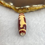 Natural Powerful Tibetan Old Oily Red and Yellowish White Agate Guan Yin Dzi Bead Heavenly Master (Tian Zhu) 观音天诛 8.00g 38.3 by 11.8mm - Huangs Jadeite and Jewelry Pte Ltd