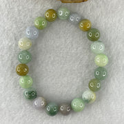 Natural Type A Multi Tone Green with Yellow and Lavender Jadeite Round Shape Beads Bracelet 31.76g 16cm 9.9mm 21 Beads - Huangs Jadeite and Jewelry Pte Ltd