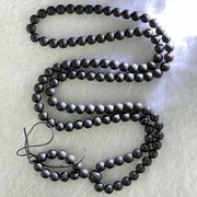 Natural Dark Matt Black Amber Beads Necklace 天然大黑天翁琥珀项链 11.40g 58cm 5.7mm 108 Beads - Huangs Jadeite and Jewelry Pte Ltd