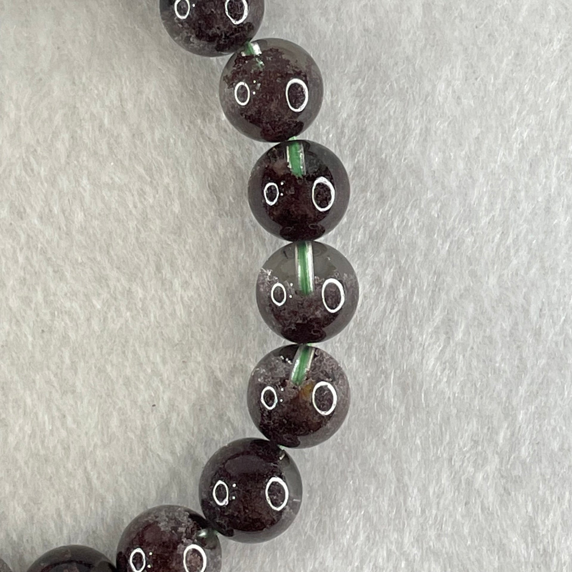 Good Grade Natural Red Phantom Quartz Beads Bracelet 29.27g 17cm 10.4mm 20 Beads - Huangs Jadeite and Jewelry Pte Ltd