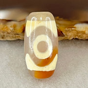 Natural Powerful Tibetan Old Oily Agate 3 Eyes Dzi Bead Heavenly Master (Tian Zhu) 三眼天诛 3.15g 20.0 by 10.4mm - Huangs Jadeite and Jewelry Pte Ltd