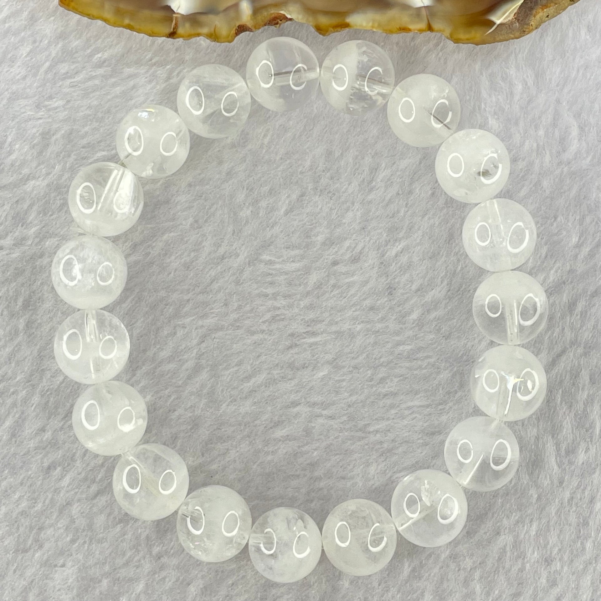 Natural White Phantom Quartz Beads Bracelet 31.98g 17cm 10.8mm 19 Beads - Huangs Jadeite and Jewelry Pte Ltd