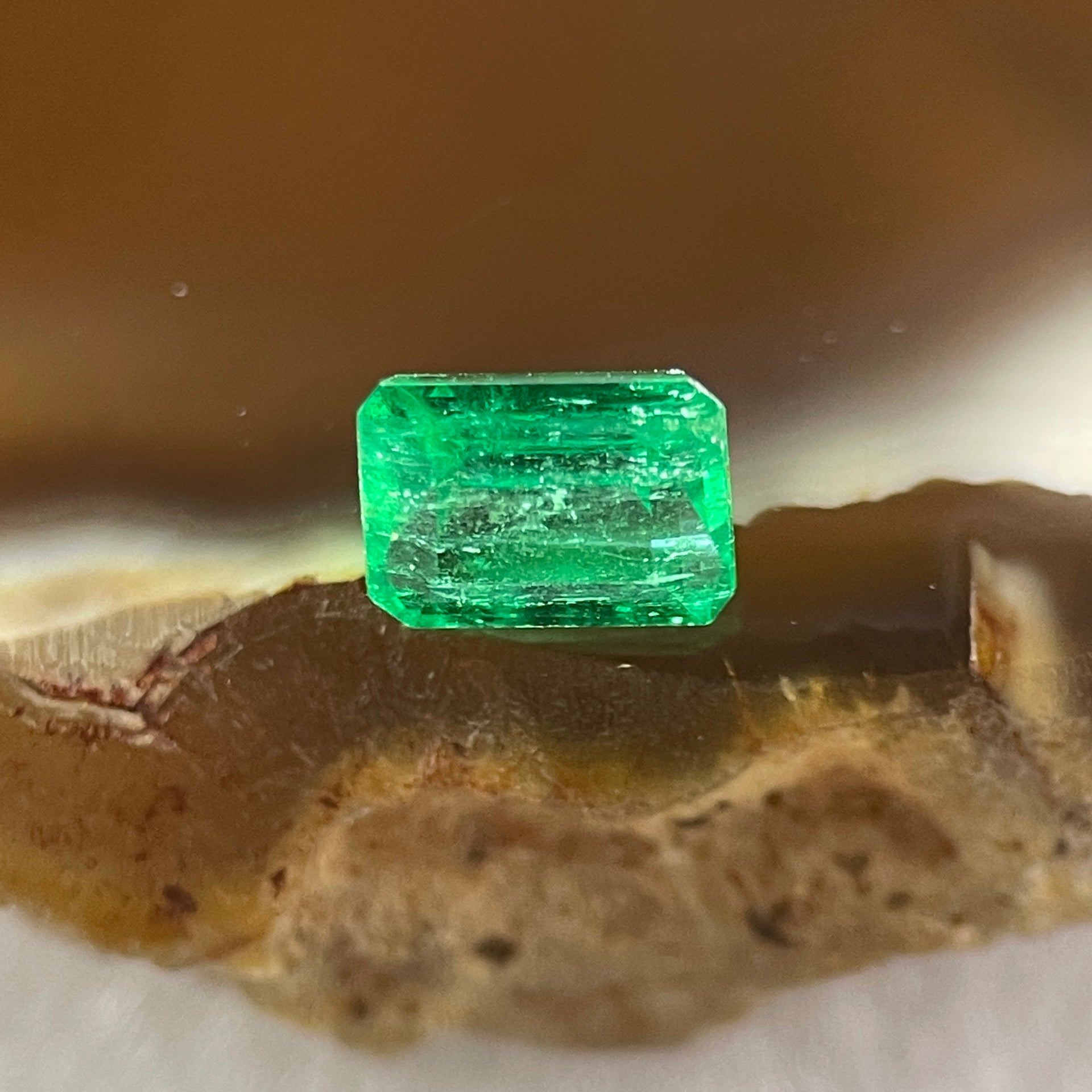 Natural Colombia Vivid Green Emerald (Beryl) Cut-Cornered Rectangle Step cut 0.48ct 5.2 by 3.9 by 3.0mm - Huangs Jadeite and Jewelry Pte Ltd