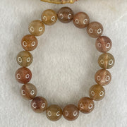 Average Grade Natural Copper Rutilated Quartz Beads Bracelet 40.96g 16cm 12.1mm 17 Beads - Huangs Jadeite and Jewelry Pte Ltd