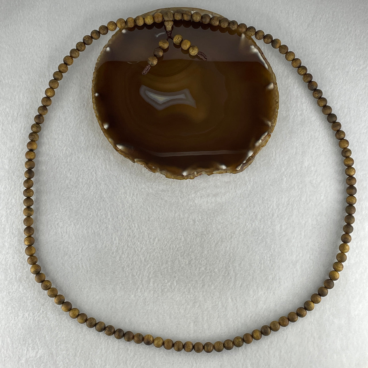 Certified Natural China Hainan Agarwood Beads Necklace 20.57g 84cm 8.4mm 108 Beads