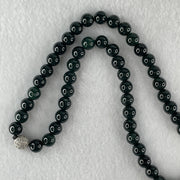 Rare High End Type A Highly Translucent Black Omphacite Jadeite Beads Necklace 70.94g 74cm 7.5mm 106 Beads - Huangs Jadeite and Jewelry Pte Ltd