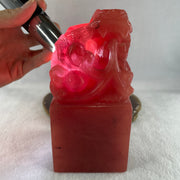 Red Cherry Quartz Dragon Seal Display 1,389.7g 73.2 by 72.9 by 151.0mm - Huangs Jadeite and Jewelry Pte Ltd