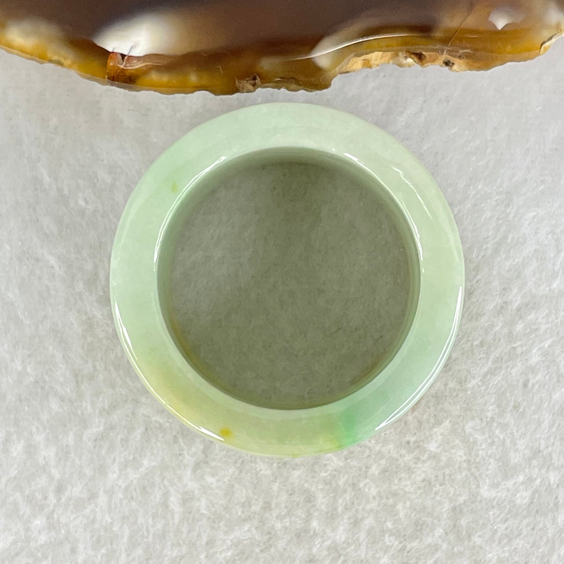 Type A Blueish Green with Brown Patches Jadeite Ring 19.83g 18.6 by 4.5mm US13.5/HK30.5 - Huangs Jadeite and Jewelry Pte Ltd