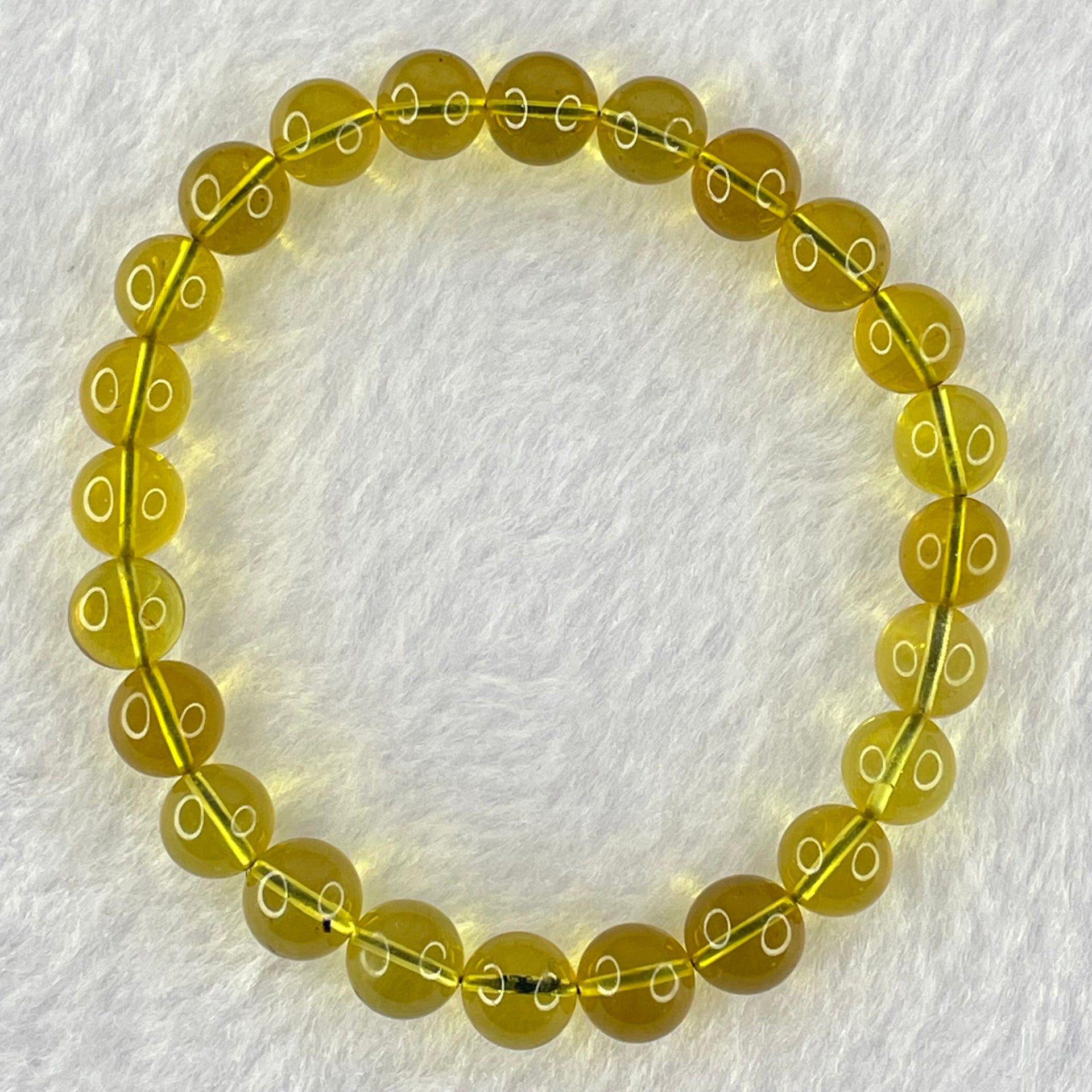 Natural Yellow Golden Amber Beads Bracelet 5.19g 15cm 7.4mm 24 Beads - Huangs Jadeite and Jewelry Pte Ltd