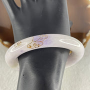 Certified Natural Type A White & Lavender Piao Hua Jadeite Full Round Bangle | 58.3mm Yuan Tiao (88.74g 12.5x12.6mm | Internal Line | Imperial Wholeness & High Spiritual Grace) - Huangs Jadeite and Jewelry Pte Ltd