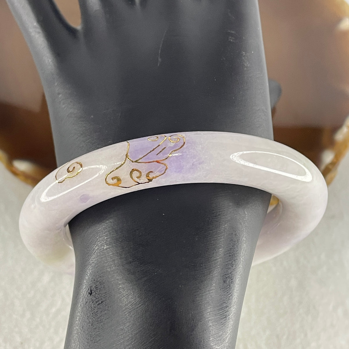 Certified Natural Type A White & Lavender Piao Hua Jadeite Full Round Bangle | 58.3mm Yuan Tiao (88.74g 12.5x12.6mm | Internal Line | Imperial Wholeness & High Spiritual Grace) - Huangs Jadeite and Jewelry Pte Ltd