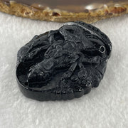 Type A Opaque Black Omphacite Jadeite Good Vs Evil Thousand Hand Guan Yin Pendant Rat Zodiac Guardian 48.06g 50.8 by 44.0 by 12.5mm - Huangs Jadeite and Jewelry Pte Ltd