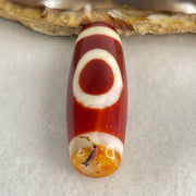 Natural Powerful Tibetan Old Oily Red White Agate One Eye Wood Element Dzi Bead Heavenly Master (Tian Zhu) 一眼木元素天珠 10.52g 38.1 by 13.3mm - Huangs Jadeite and Jewelry Pte Ltd