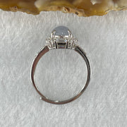 Type A Lavender Jadeite in S925 Sliver with Crystal Ring (Adjustable Size) 1.82g 6.3 by 3.5mm - Huangs Jadeite and Jewelry Pte Ltd