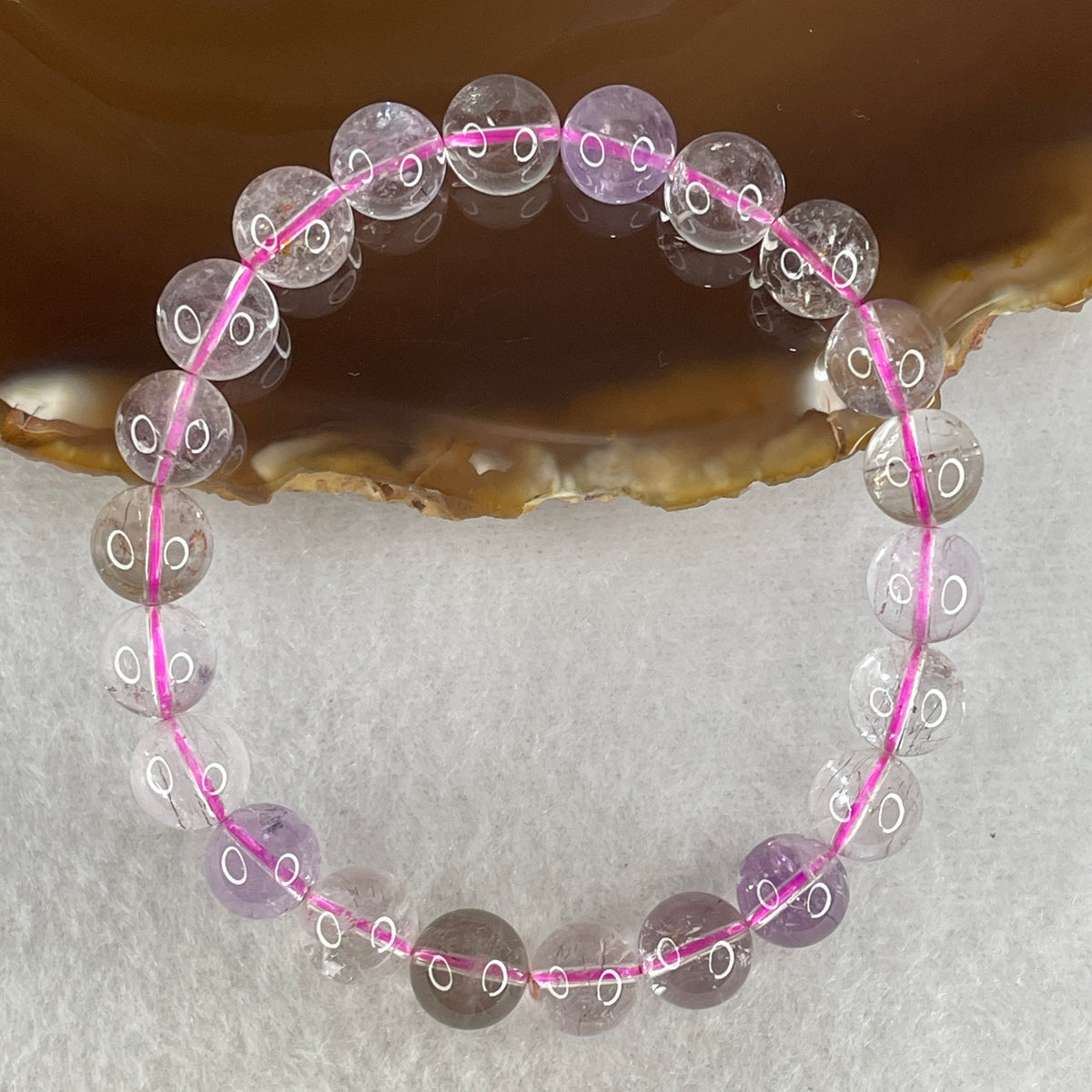 Certified Entry-Grade Natural Super 7 Crystal Beads Bracelet | Classic Mid-Sized Stacking Strand | Authentic Sacred Seven Multi-Mineral Inclusions Quartz Spiritual Catalyst & Auric Shield Bracelet (19.87g | 16cm Length | 8.8mm | 22 Beads)