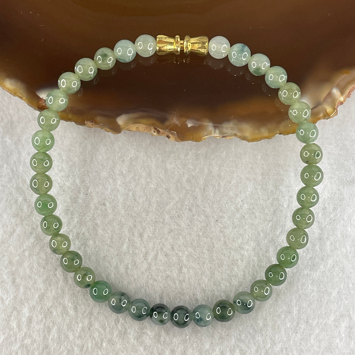 Natural Type A Semi Icy Yellowish Green & Blueish Green Jadeite Beads Bracelet | (9.57g | 18.0cm | 5.2mm x 38 Beads | Synergy, Dual Wealth "Huang Jia Lu" Magnet & Feng Shui Prosperity Catalyst)