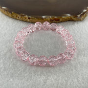 Crackle Pink Quartz Beads Bracelet 25.71g 15cm 10.5mm 20 Beads - Huangs Jadeite and Jewelry Pte Ltd