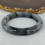 Type A Translucent Faint Grey with Greyish Black Patches Jadeite Bangle Internal Diameter 58.55mm 289.81cts 58.40g 11.8 by 8.6mm With NGI Cert 32885981 (Very Slight Internal Lines) - Huangs Jadeite and Jewelry Pte Ltd