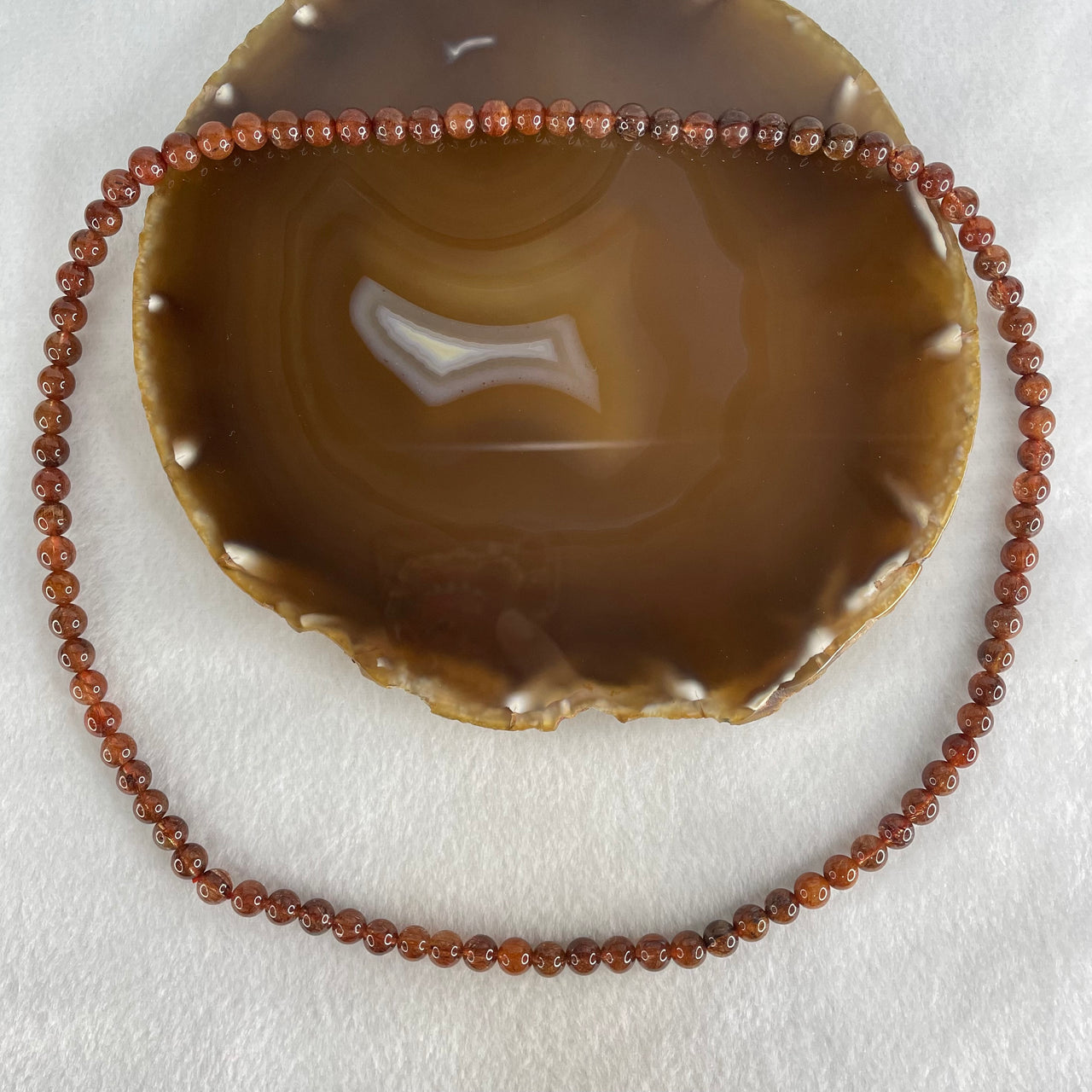 Above Average Grade Natural Copper Rutilated Quartz Beads Elastic Necklace 36.64g 56cm 6.9mm 88 Beads - Huangs Jadeite and Jewelry Pte Ltd