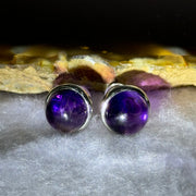 Good Grade Natural Super 7 S925 Silver Earrings 2.63g 8.7 by 5.5mm - Huangs Jadeite and Jewelry Pte Ltd