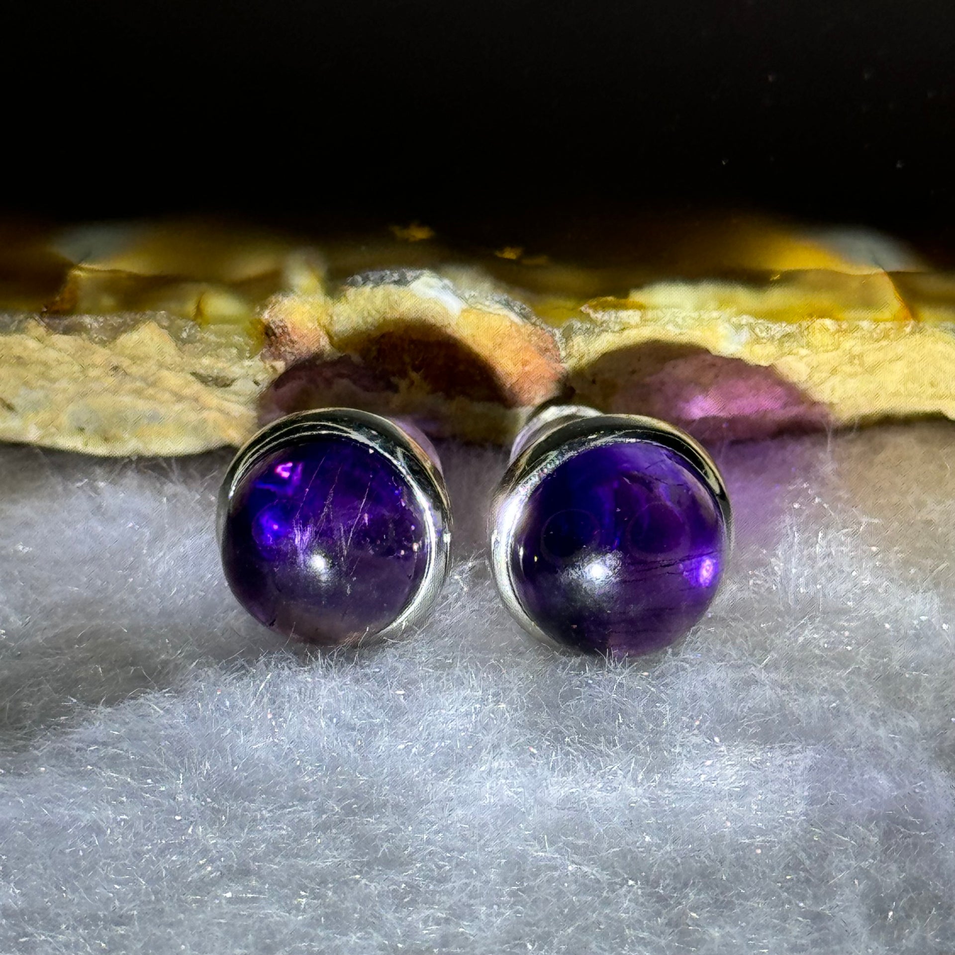 Good Grade Natural Super 7 S925 Silver Earrings 2.63g 8.7 by 5.5mm - Huangs Jadeite and Jewelry Pte Ltd