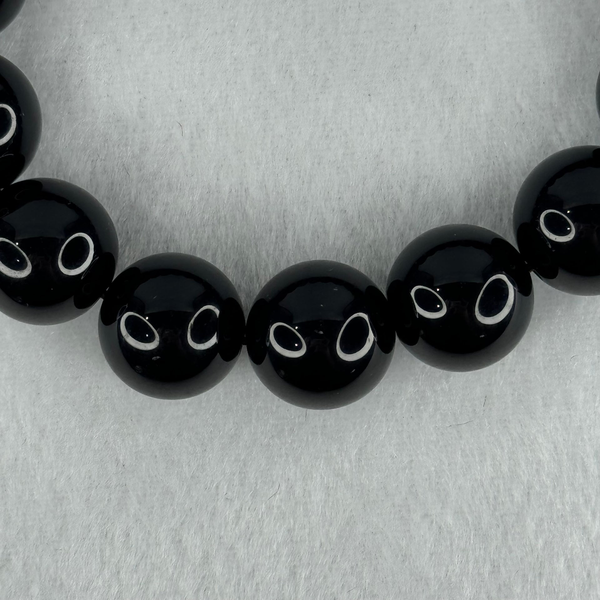 Natural Black Moldavite Meteorite Crystal Beads Bracelet 52.32g 18cm 14.3mm 15 Beads - Huangs Jadeite and Jewelry Pte Ltd