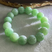 Type A Green Jadeite Beads Bracelet 59.95g 16cm 13.2mm 16 Beads - Huangs Jadeite and Jewelry Pte Ltd