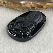 Type A Opaque to Partial Translucent Black Omphacite Jadeite Baby Buddha Pendant 13.75g 42.0 by 28.2 by 8.6mm - Huangs Jadeite and Jewelry Pte Ltd