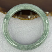 Type A Blueish Green with White Spots Jadeite Bangle 72.39g 13.4 by 9.6mm Inner Diameter 59.8mm (Very Slight External Rough) - Huangs Jadeite and Jewelry Pte Ltd