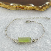Type A Icy Green Jadeite Mini Rectangle Wu Shi Pai with Crystals in S925 Sliver Bracelet 4.18g 14.8 by 7.0 by 1.6mm - Huangs Jadeite and Jewelry Pte Ltd