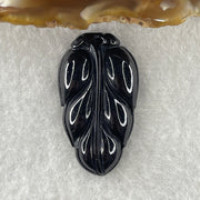 Type A Opaque Black Omphacite Leaf Pendant Charm 5.60g 31.5 by 18.0 by 5.7mm - Huangs Jadeite and Jewelry Pte Ltd