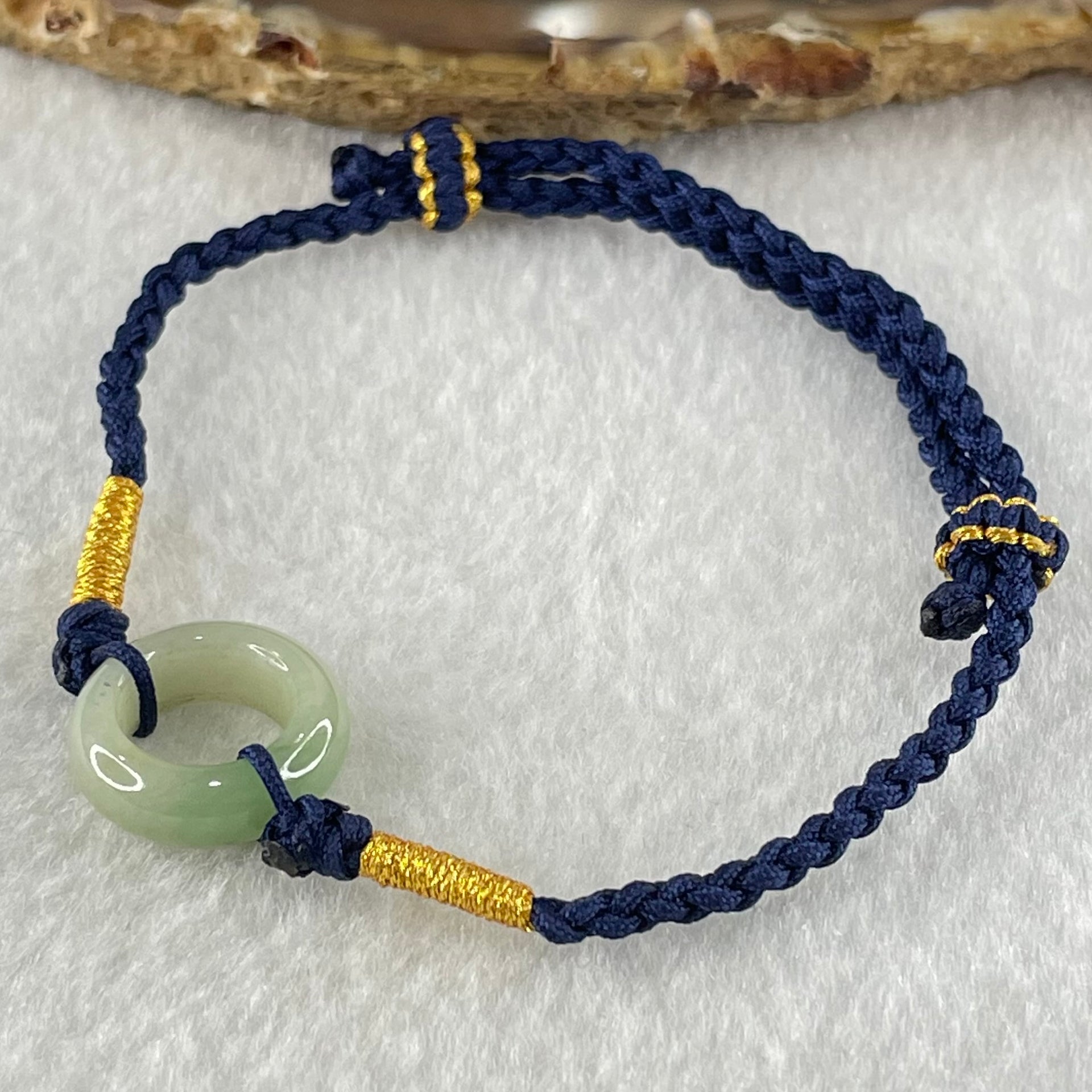 Type A Blueish Green Lavender Jadeite Ping An Kou Donut With String Bracelet 2.38g 15.3 by 5.4mm - Huangs Jadeite and Jewelry Pte Ltd