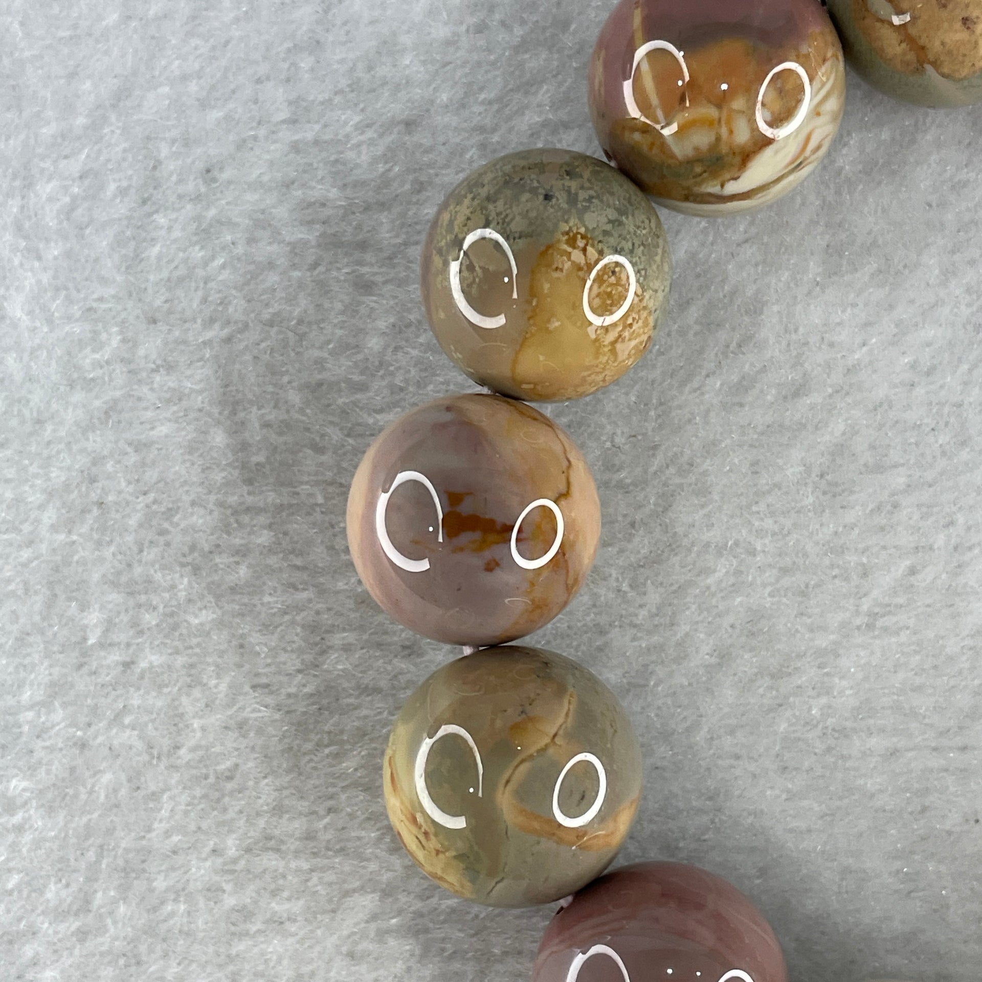 Certified Natural Alashan Agate Greyish Pink Beads Bracelet 66.758g 16cm 15.4mm 14Beads - Huangs Jadeite and Jewelry Pte Ltd