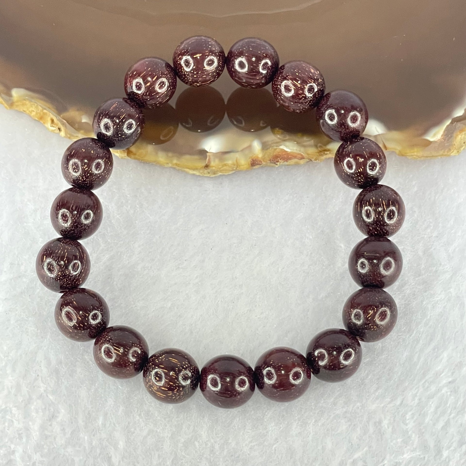 Natural Blood Rosewood Beads Bracelet 天然血檀手链 10.41g 17cm 10.5mm 19 Beads - Huangs Jadeite and Jewelry Pte Ltd